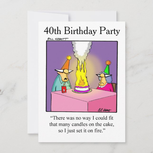 40th Birthday Party Humourous Invitations For Her (Front)