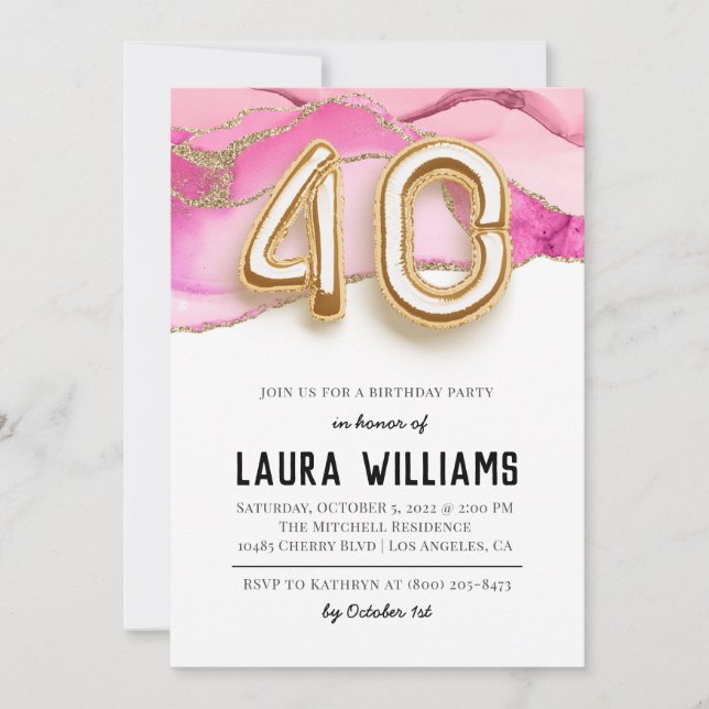 40th Birthday Party Invitation (Front)