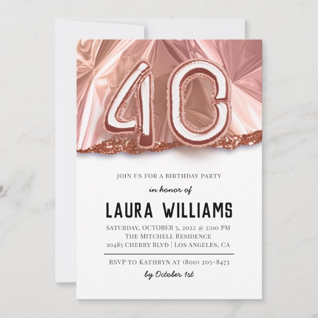 40th Birthday Party Invitation (Front)