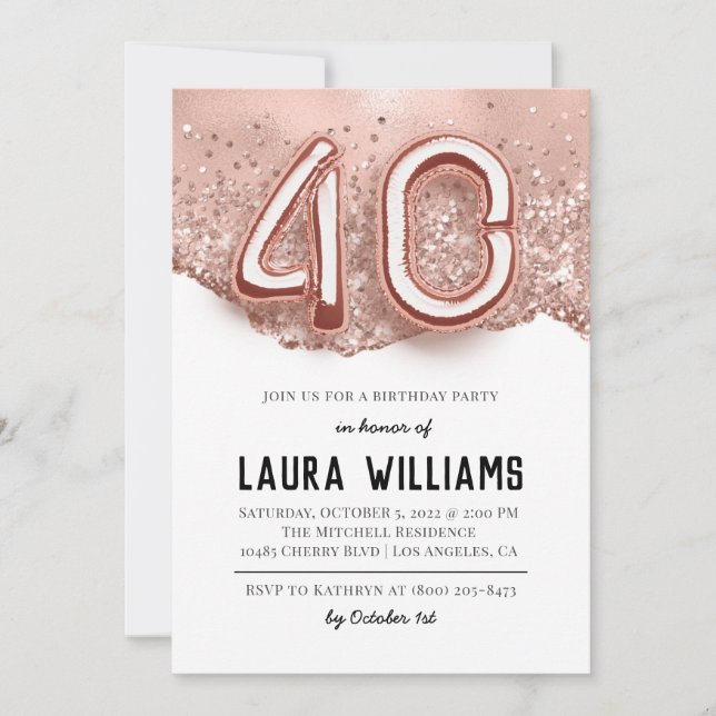 40th Birthday Party Invitation (Front)