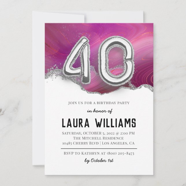 40th Birthday Party Invitation (Front)