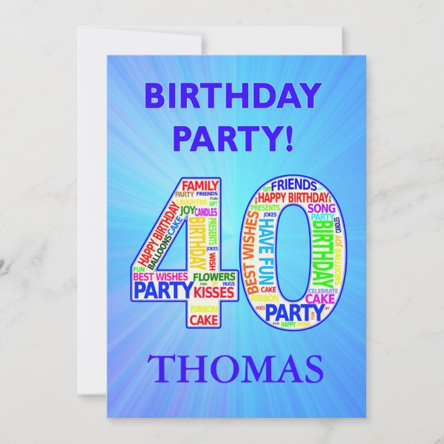 40th Birthday Party Invitation Add a Name (Front)