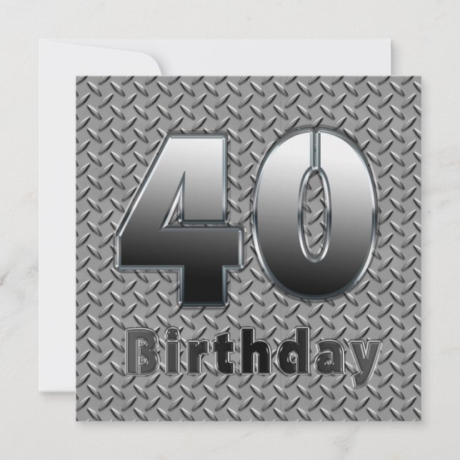 40th BIRTHDAY PARTY INVITATION - METAL (Front)