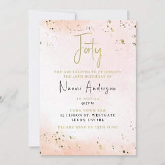 40th Birthday Party Invitation Pink