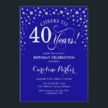 40th Birthday Party Invitation - Silver Royal Blue<br><div class="desc">40th Birthday Party Invitation.
Elegant design with faux glitter silver and royal blue. Cheers to 40 Years! Message me if you need further customization.</div>