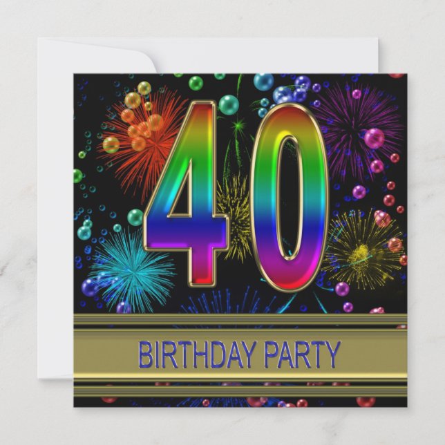 40th Birthday party Invitation with bubbles (Front)