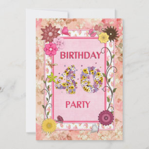40th birthday party invitation with floral frame