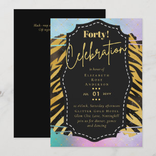 40th Birthday Party Invitations Glitter Glamour