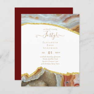 40th Birthday Party Invitations Glitter Glamour