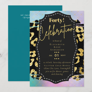 40th Birthday Party Invitations Glitter Glamour