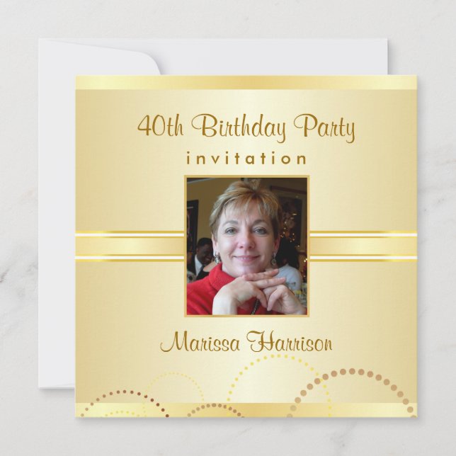40th Birthday Party Invitations - Photo Optional (Front)