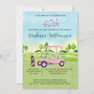 40th Birthday Party Lady Golfer Theme Invitation