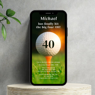 40th Birthday Party Modern Adult Golf Forty Invitation
