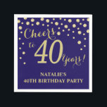 40th Birthday Party Navy Blue and Gold Diamond Napkin<br><div class="desc">40th Birthday Party Invitation with Navy Blue and Gold Glitter Diamond Background. Gold Confetti. Adult Birthday. Man or Woman Birthday. For further customization,  please click the "Customize it" button and use our design tool to modify this template.</div>