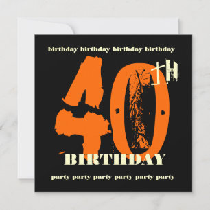 40th Birthday Party Orange Grunge Invitation