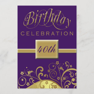 40th Birthday Party Personalized Invitation