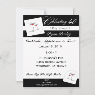 40th Birthday Party Personalized Invitation
