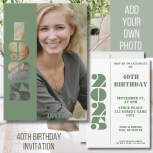 40th birthday party photo born 1985 Invitation