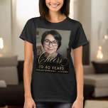 40th Birthday Party Photo Gold Script Cheers  T-Shirt<br><div class="desc">Celebrate the big 4-0 with this 40th birthday photo gold script "Cheers" T-shirt. Personalized with a photo and featuring elegant gold script, this tee makes a stylish and fun addition to any birthday party. It's the perfect combination of custom design and comfort, making it a memorable keepsake for the occasion....</div>