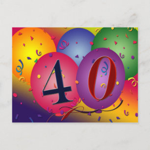 40th birthday party postcard invites