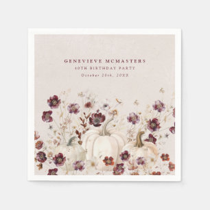 40th Birthday Party Pumpkin Wildflower Custom Napkin