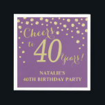 40th Birthday Party Purple and Gold Diamond Napkin<br><div class="desc">40th Birthday Party Invitation with Purple and Gold Glitter Diamond Background. Gold Confetti. Adult Birthday. Man or Woman Birthday. For further customization,  please click the "Customize it" button and use our design tool to modify this template.</div>