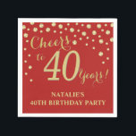 40th Birthday Party Red and Gold Diamond Napkins<br><div class="desc">40th Birthday Party Invitation with Red and Gold Glitter Diamond Background. Gold Confetti. Adult Birthday. Man or Woman Birthday. For further customization,  please click the "Customize it" button and use our design tool to modify this template.</div>