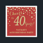 40th Birthday Party Red and Gold Diamond Napkins<br><div class="desc">40th Birthday Party Invitation with Red and Gold Glitter Diamond Background. Gold Confetti. Adult Birthday. Man or Woman Birthday. For further customization,  please click the "Customize it" button and use our design tool to modify this template.</div>