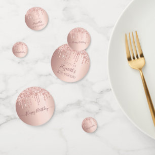 40th birthday party rose gold glitter drips pink confetti
