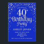 40th Birthday Party - Royal Blue & Silver Invitation<br><div class="desc">40th Birthday Party Invitation.
Elegant design in royal blue and faux glitter silver. Features stylish script font and confetti. Message me if you need custom age.</div>