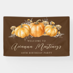40th Birthday Party Rustic Boho Fall Pumpkin  Banner