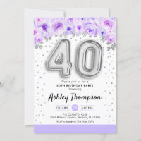 40th Birthday Party - Silver Balloons Purple