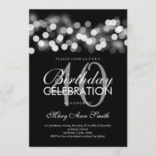40th Birthday Party Silver Hollywood Glam Invitation