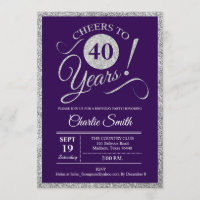 40th Birthday Party - Silver Purple ANY YEAR