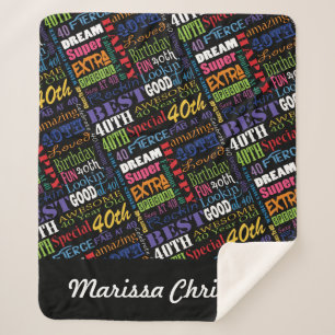40th Birthday Party Special Personalized Monogram Sherpa Blanket