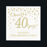 40th Birthday Party White and Gold Diamond Napkin<br><div class="desc">40th Birthday Party Invitation with White and Gold Glitter Diamond Background. Gold Confetti. Adult Birthday. Man or Woman Birthday. For further customization,  please click the "Customize it" button and use our design tool to modify this template.</div>