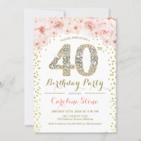 40th Birthday Party White Gold Pink Photo
