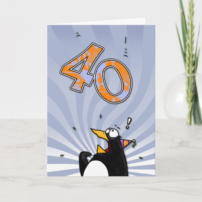 40th Birthday - Penguin Surprise Card (Front)