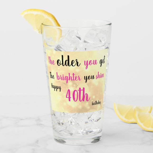 40th Birthday personalised add name Glass (Front Ice)