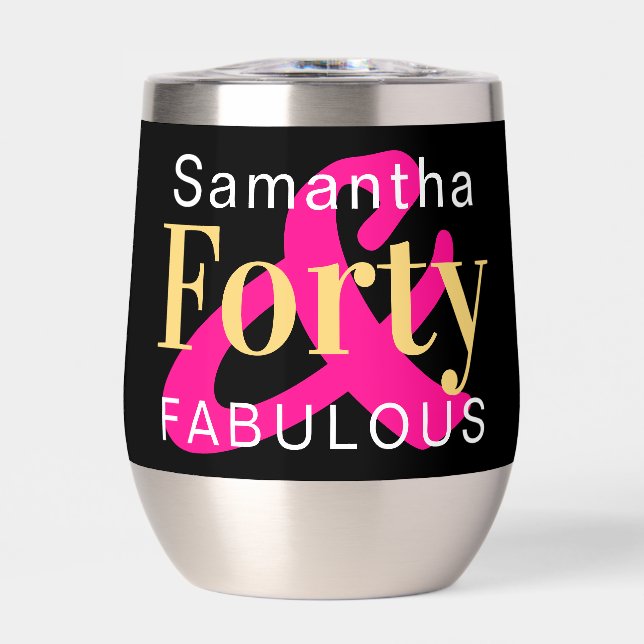 40th Birthday Personalized Forty Fabulous Hot Pink (Front)