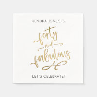 40th Birthday Personalized Gold Glitter Napkins