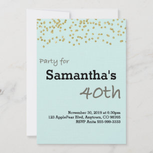 40th Birthday Personalized in Pastel Colours Invitation