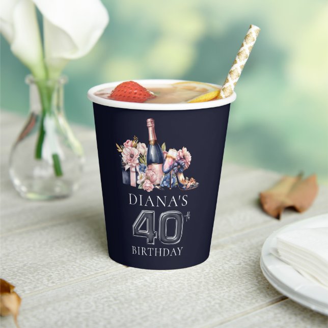 40th Birthday Personalized Luxury Paper Cups (Insitu)
