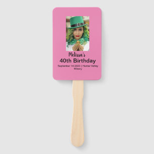 40th Birthday Personalized Photo pink Hand Fan