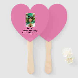 40th Birthday Personalized Photo pink Hand Fan
