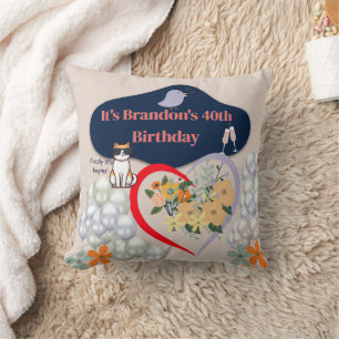 40th Birthday Personalized Throw Pillow