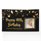 40th Birthday Photo Black Gold Stars Personalized