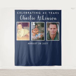 40th birthday photo collage backdrop banner tapestry