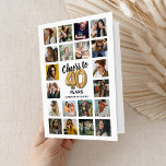 40th Birthday Photo Collage Card<br><div class="desc">Celebrate the big 4-0 with a modern twist! Our unique 40th birthday cards feature a 20-photo collage of the birthday superstar, a charming 'cheers to 40 years' message in the form of a gold helium balloon, and their name. With a blank interior, you are free to pen your heartfelt wishes,...</div>