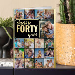 40th Birthday Photo Collage Cheers to 40 Years Foil Greeting Card<br><div class="desc">Say Cheers to Forty Years with a luxury gold foil 40th Birthday Photo Card with custom pictures and personalized birthday greeting inside. The photo template is set up to create a cool photo collage with 17 of your favourite photos, displayed as 16 square and 1 vertical portrait pics. If you...</div>